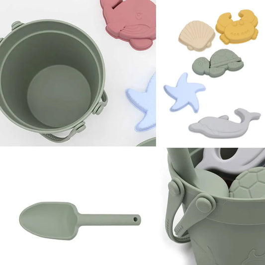 Silicone Beach Toys Kids Sand Molde Tools Set Summer Water Play Baby Funny Game Cute Animal Mold Soft Swimming Bath Toy Children