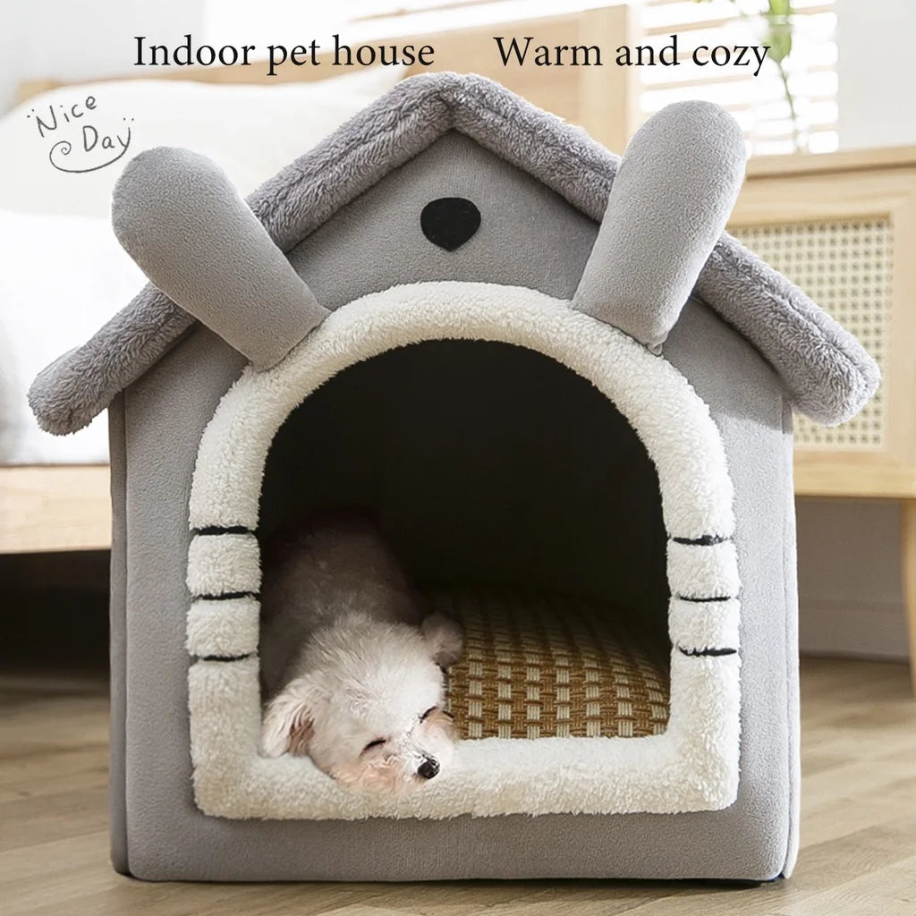 Foldable Indoor Pet House – Cozy, Washable Bed for Cats &amp; Small Dogs! 🐾