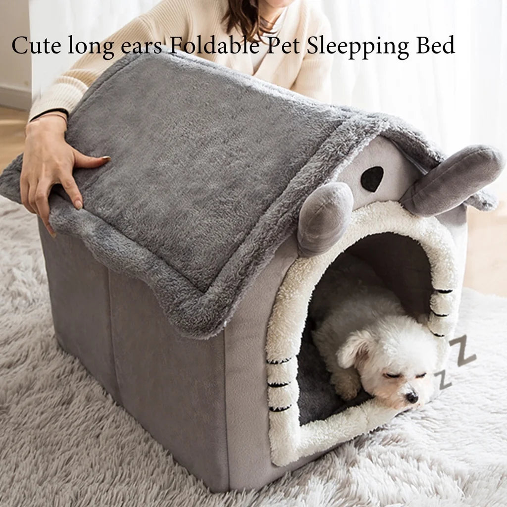 Foldable Indoor Pet House – Cozy, Washable Bed for Cats &amp; Small Dogs! 🐾