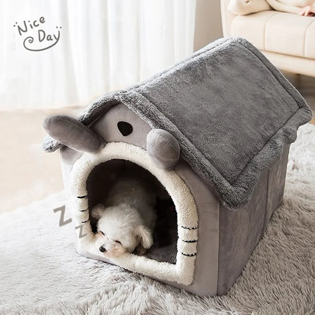 Foldable Indoor Pet House – Cozy, Washable Bed for Cats &amp; Small Dogs! 🐾