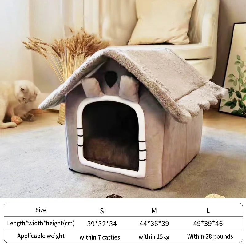 Foldable Indoor Pet House – Cozy, Washable Bed for Cats &amp; Small Dogs! 🐾