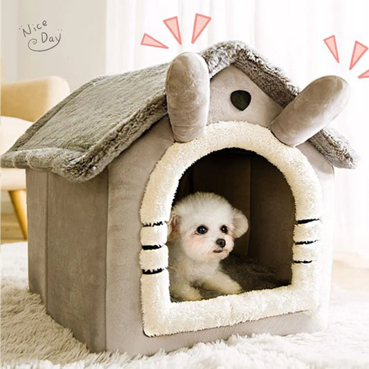 Foldable Indoor Pet House – Cozy, Washable Bed for Cats &amp; Small Dogs! 🐾